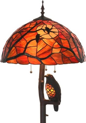 Vollmond Rabe Buntglas Stehlampe, 65'' hoch, 4 Lichter Halloween Deko