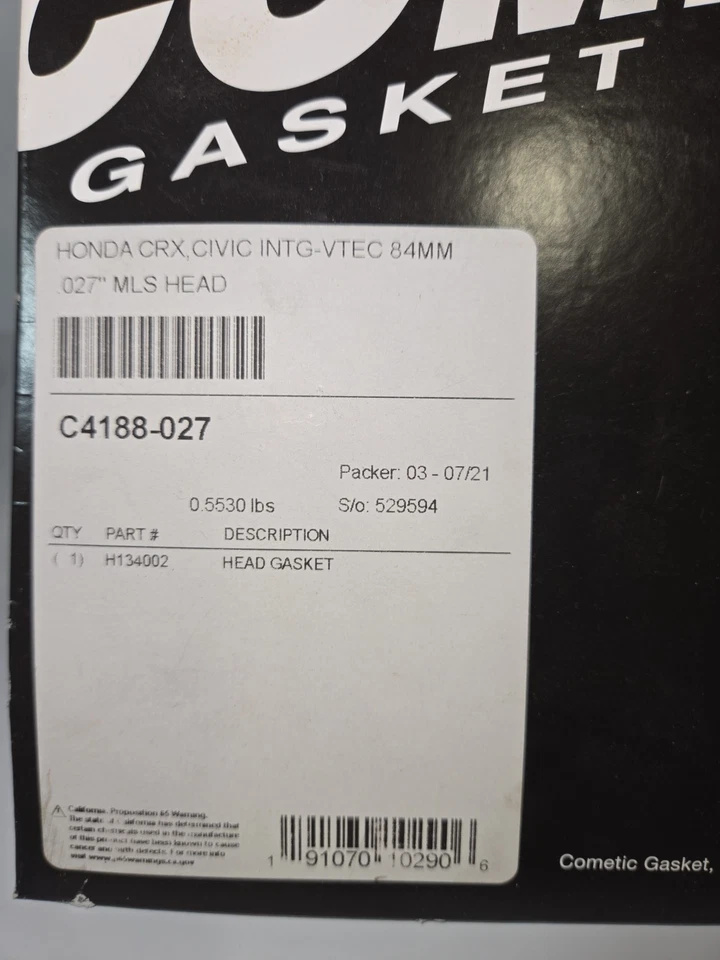 Junta de culata COMETIC .027" MLS, 84mm diámetro C4188-027 Foto 2 de 3
