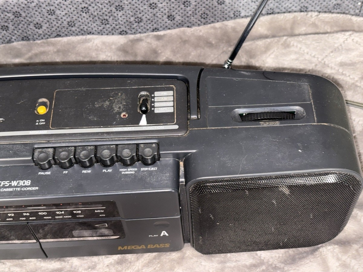 Sony Cfs-w308 Am/fm Stereo Dual Cassette Boombox Mega Bass Tested