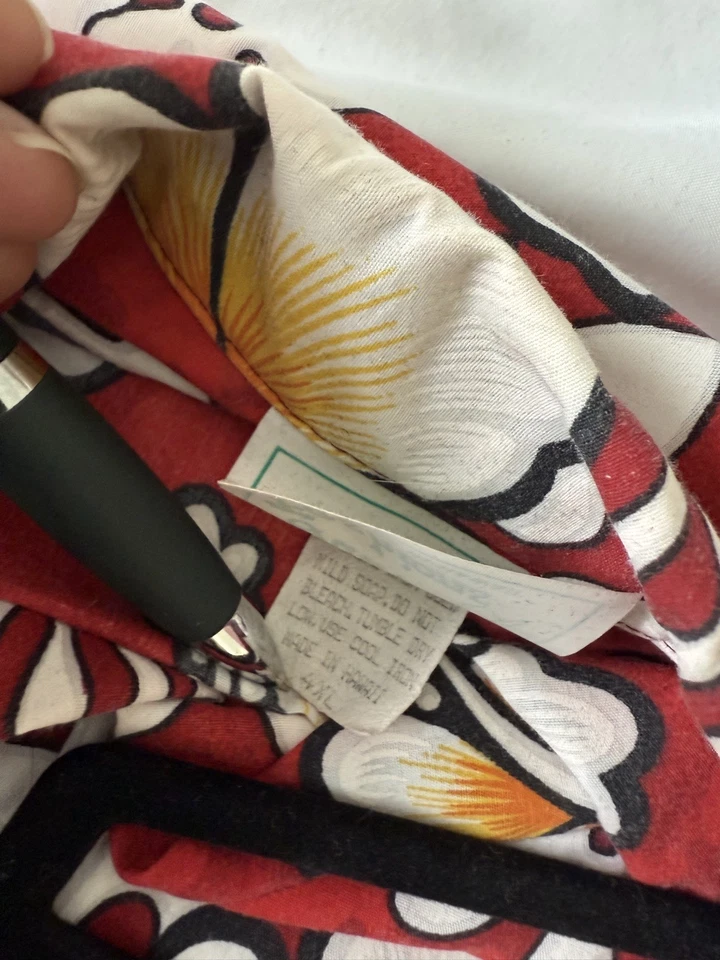 Мужская нефритовая модная гавайская рубашка с коротким рукавом 4XL хлопок красный цветочный узор - Изображение 4 из 4