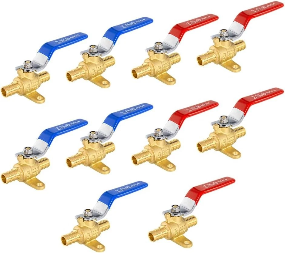 Pex Brass Shut-off Valve, 10-Pack, Red/Blue Levels - Image 3 of 4