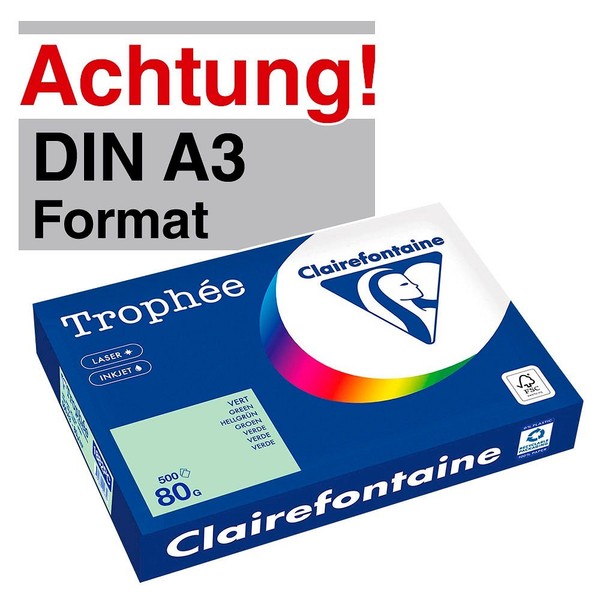Clairefontaine Kopierpapier TrophéE HellgrüN Din A3 80 G/Qm 500 Blatt-image