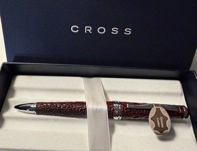 Cross Torero  Genuine Bordeaux  Croc Leather  Ballpoint Pen New Retired