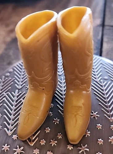 Vintage Ken Doll Cowboy Boots Tan Brown Squishy Western Shoes Taiwan Barbie