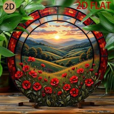 Poppy Valley Sunset Acrylic Suncatcher Nature Lover Gift Vibrant Window Decor