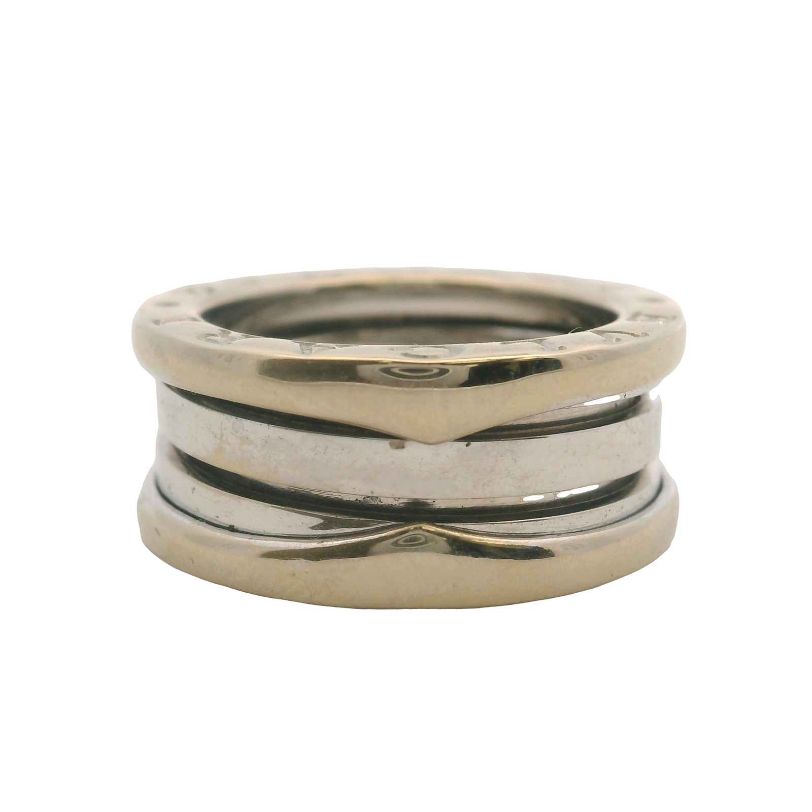 Bulgari Bvlgari Solid 18kt White Gold 7.8mm Wide B.zero1 3-Band Ring Size 4
