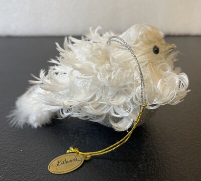 Katherine's Collection Fluffy Feathers Bird Ornament White Feathers