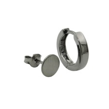 M&auml;nner Ohrring Set 2-teilig Creole Ohrstecker Scheibe Echt Silber 925 schwarz rh
