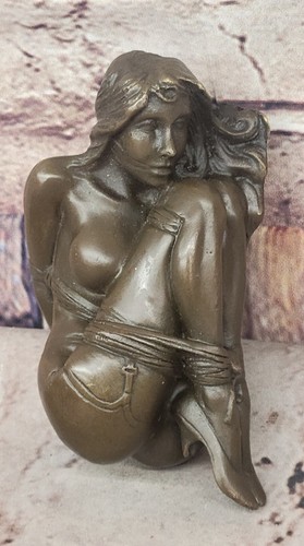 Signiert Akt Bondage Dame Bronze Skulptur Statue Figur Erotik Jugendstil Deko - Bild 6 von 13