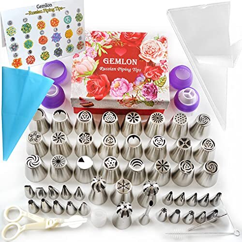 Russian Piping Tips for Cake Decorating, 88Pcs Extra Large Flower Piping Tips - Picture 1 of 7