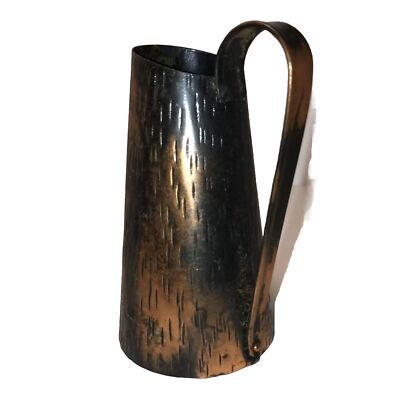 #ad Hammered Copper Rustic 4 1 2”Pitcher Vase Old Water Jug Farmhouse Decor $15.50