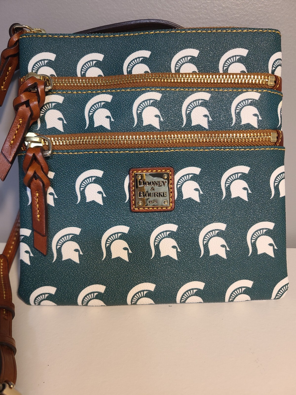 MSU Dooney & Bourke Collegiate Crossbody Purse NWOT, Green Leather eBay