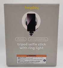 Tripod Selfie Stick with LED Ring Light - heyday Black