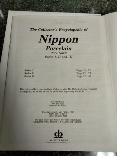 The collectors encyclopedia of Nippon porcelain by Joan F VanPatten 1982 - Picture 3 of 4