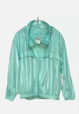 Layer8 Full Zip Aqua Studio Shine WindJacket Size Large Layer 8 NWT