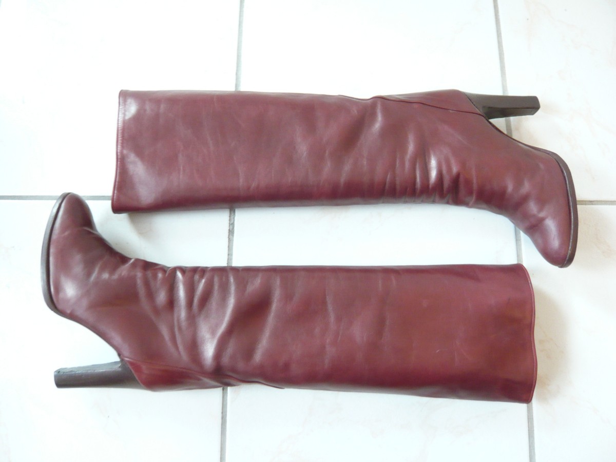 Bottes Vintage ZOCAL Italie 1982 - Bordeaux, Talon Haut, Taille 35.5 (US 4)