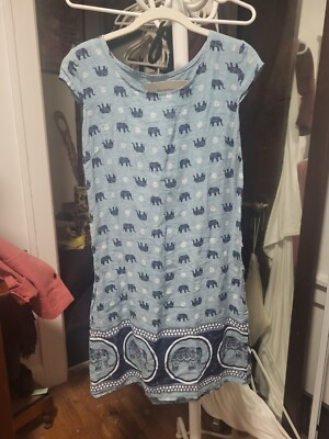blue elephant dress HD Diffusion NWT Blues & white Linen - / Stars Print Tunic S Size:12 USA Round neckline for a jf2026 YOUNGEE Backless Cami Dress