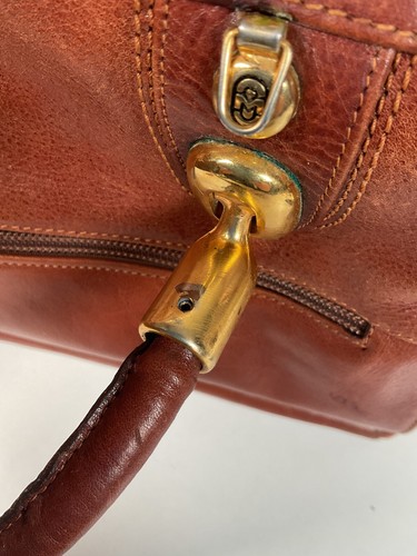 Marino Orlandi Leather Handbag Brown Weekender Tote - Picture 24 of 24