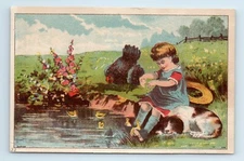 Hartshorn's Cough Balsalm Throat Lung Trade Card VTG Quack Medicine Girl Dog Hen