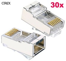Shielded RJ45 Crimp Connector Modular Plug 8P8C CAT6 CAT6a STP LAN Network (30x)