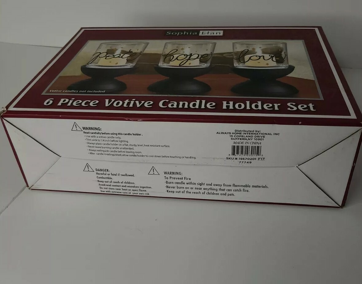 Sophia Elan "home" Decor 6pc Votive Candle Holder Set Live Love Laugh