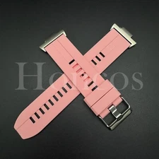 Silicone Rubber Watch Strap Band Fits for Tissot PRX Quick release Adapter Pink