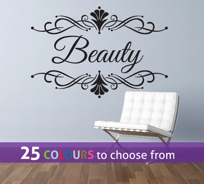 PERSONALISIERTE Beauty Haar Nagel Wimpern Salon Spa NAME Swirl Wandbild Aufkleber Abziehbild