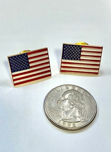 american flag pin USA flag lapel pin hat tack hat pin 2 pins 3/4" wide usa flag - Picture 3 of 8
