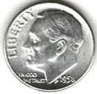 1958 ROOSEVELT DIME in BRILLIANT UNCIRCULATED CONDITION stk RD2