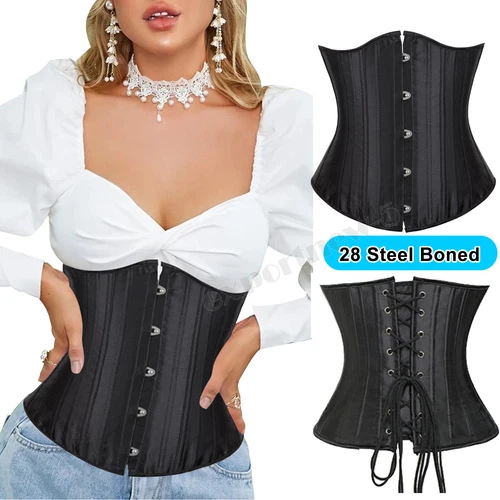 Bustier Corsé Top Mujeres Sobre Busto Con Cordones Cintura Deshuesada Entrenador Lencería Burlesca - Imagen 21 de 32