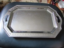 Acciaio inox rettangolare vintage? Vassoio da portata ritagliati manici incisi