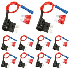10 Sets Car Add-A-Circuit Fuse TAP Adapter Fuse Holder with 10A ATO ATC Fuses CS