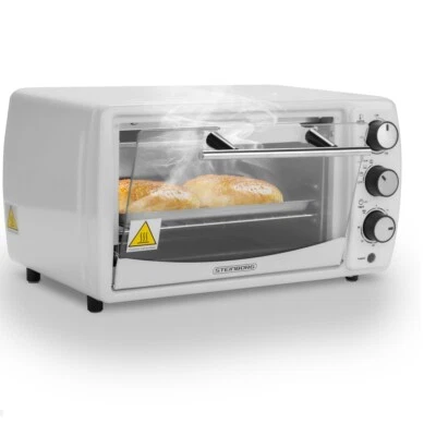 STEINBORG Mini Backofen Minibackofen Pizzaofen 13 Liter Kleiner Backofen Weiß