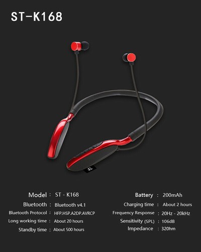 Wireless Headset Earphone Neckband Headphone Mic For iPhone LG Samsung Bluetooth - Zdjęcie 7 z 17