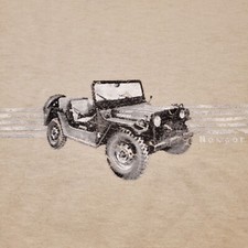 Vintage Jeep Shirt Newport Blue Adult Medium Beige Off Road Made In Usa New