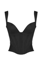 HOUSE OF CB Faux Leather Corset Top Strapless Black Small Front Zipper