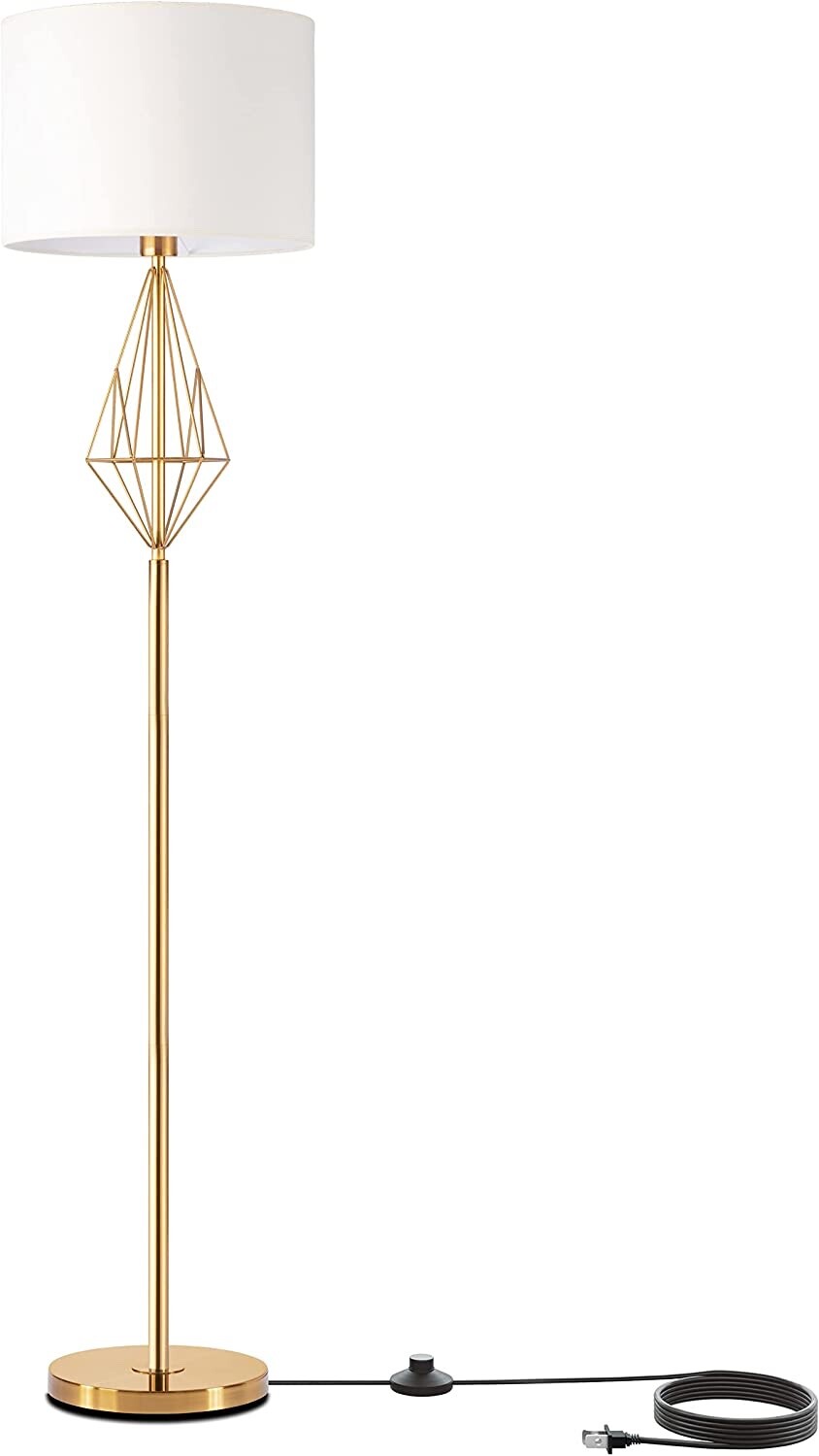 Fully Assembled LED Floor Lamp with Drum Shade - Modern Standing Light-image