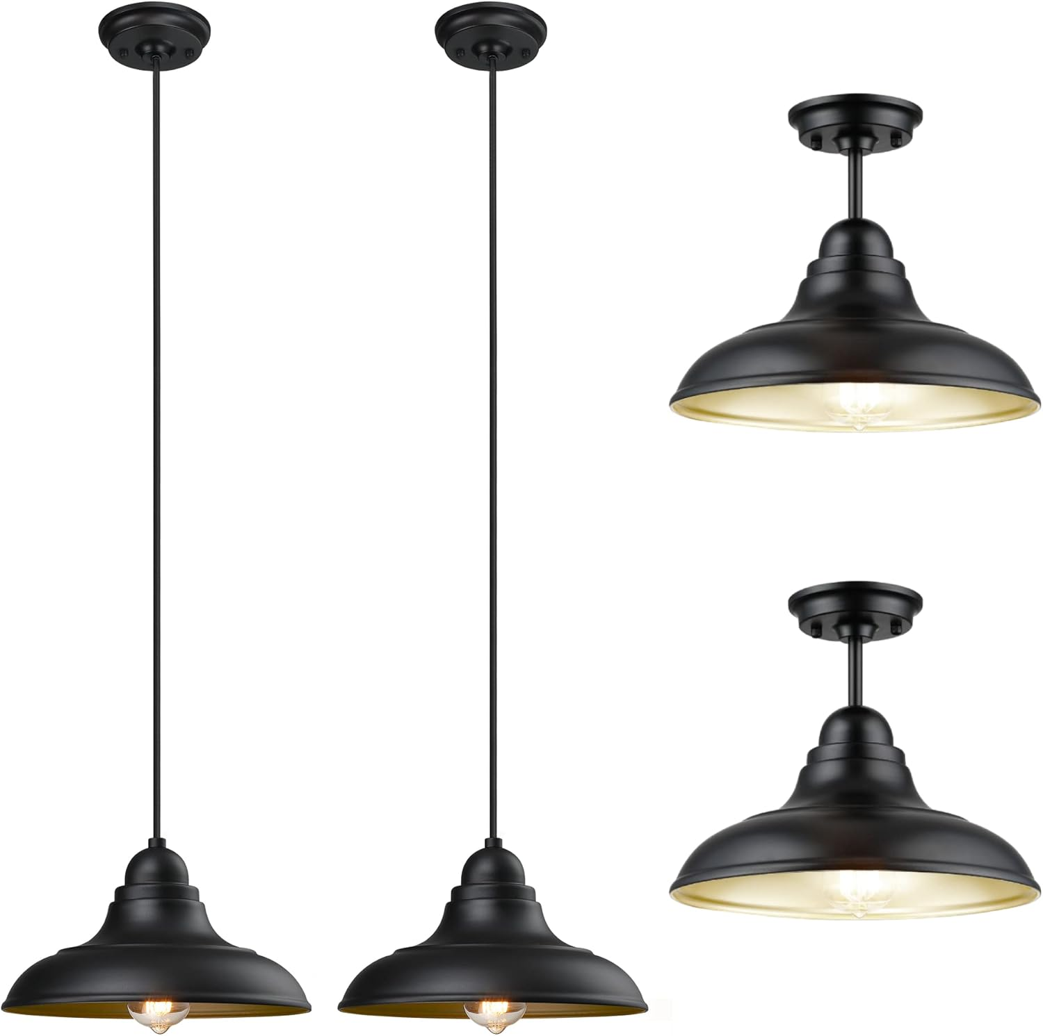 Vintage Barn Pendant Light with Semi-Flush Mount Option