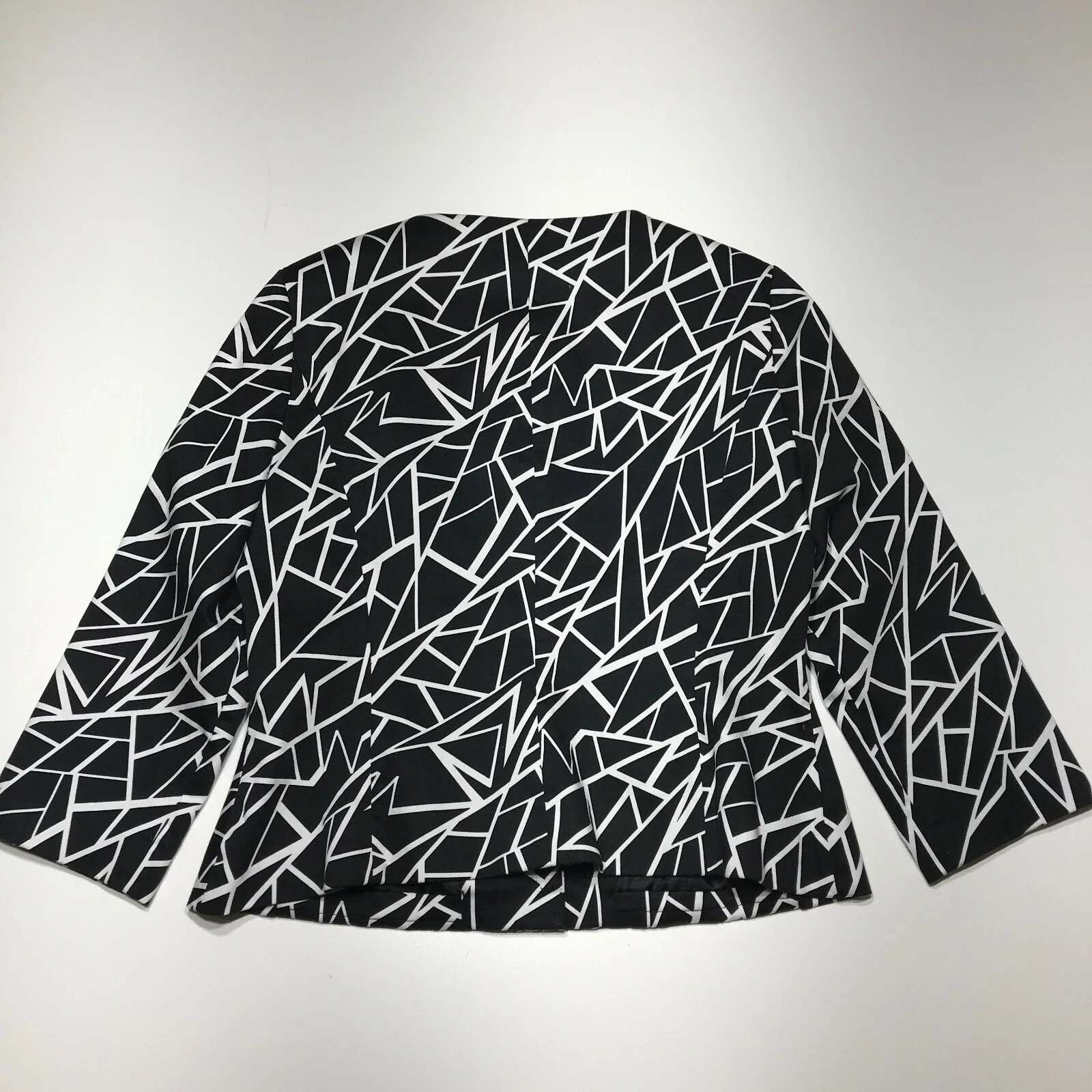 VETEMENTS New York & Co. Giacca donna taglia 10 nera bianca stampa geometrica a scatto davanti