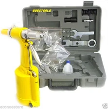 Handheld Pneumatic Air Hydraulic Pop Rivet Gun Riveter Riveting Tool Kit w/ Case