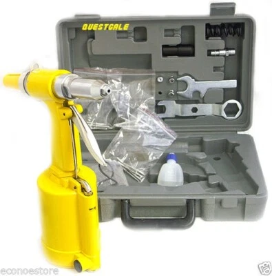 Handheld Pneumatic Air Hydraulic Pop Rivet Gun Riveter Riveting Tool Kit w/ Case
