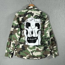 RIPNDIP Nerm Calavera Camuflada Chaqueta Para Hombres Pequeña Verde Lona Militar Gato Estampado Trasero