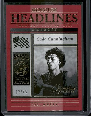 2025 Panini Signature Series Headlines Cade Cunningham #11 Red  /75