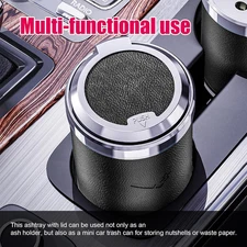 Car Ashtray with Lid, Portable Mini Ash Tray with LED Blue Light, Detachable ...