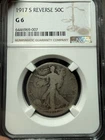 1917-S REVERSE MINT MARK WALKING LIBERTY HALF DOLLAR 50c *NGC G6 GOOD* Lowball