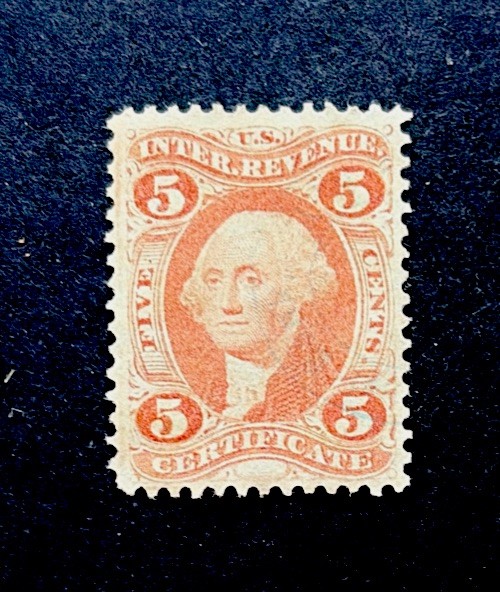 US Scott #R24c Used 5c Certificate 1st Issue Revenue Very Light Blue CDS Cancel