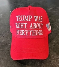 President Donald Trump Hat - TRUMP WAS RIGHT ABOUT EVERYTHING! 45-47 MAGA RED 