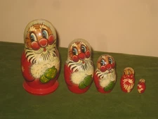 Vintage Russian Nesting Matryoshka Dolls 5 Pcs Hand Painted Winter Motif