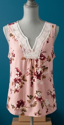 Lavish Plus Size 3XL Floral Sleeveless Tank Top Mauve Pink