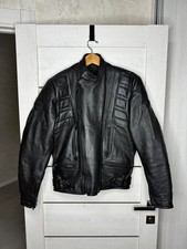 Vintage Belstaff Leather Motorcycle Racing Jacket Biker Black Men's Size S 46 IT